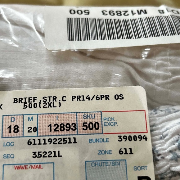 6 BRIEFS, 100% COTTON 2 BLUE/2 WHITE/2 PRINT, SIZE 2X, SEARS, SEALED IN ORIGINAL - Picture 3 of 7